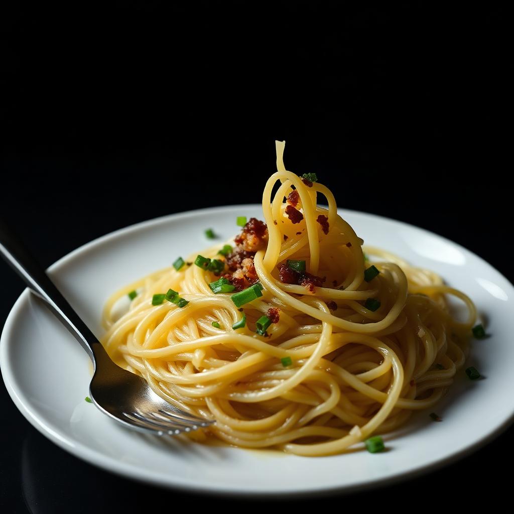 Fideos con aceite de cebolleta